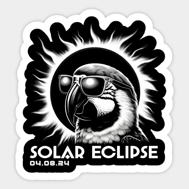 Celestial Parrot Eclipse: Trendy Tee for Bird Enthusiasts and Eclipses Sticker by GinkgoForestSpirit